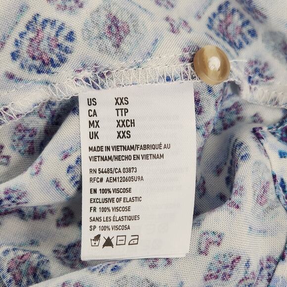 American Eagle Outfitters Button Up Romper Size XXS Blue Abstract Playsuit Boho - Picture 6 of 10